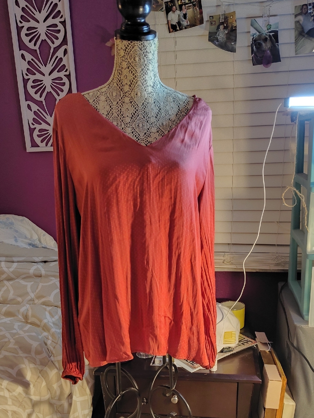 a new day V-Neck Long Sleeve Top - Rust